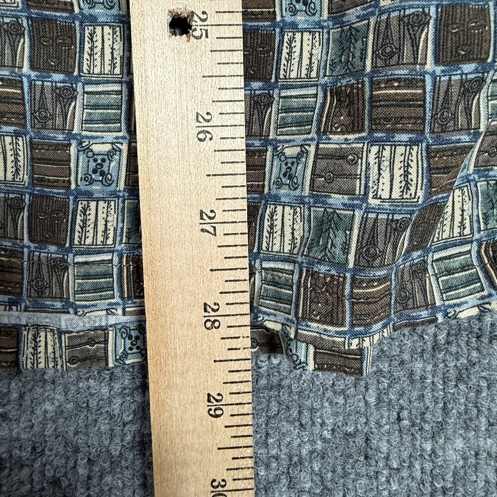 Campia Shirt Mens XL Brown Blue Geometric Pattern Short Sleeve Rayon Button Up - Picture 6 of 9